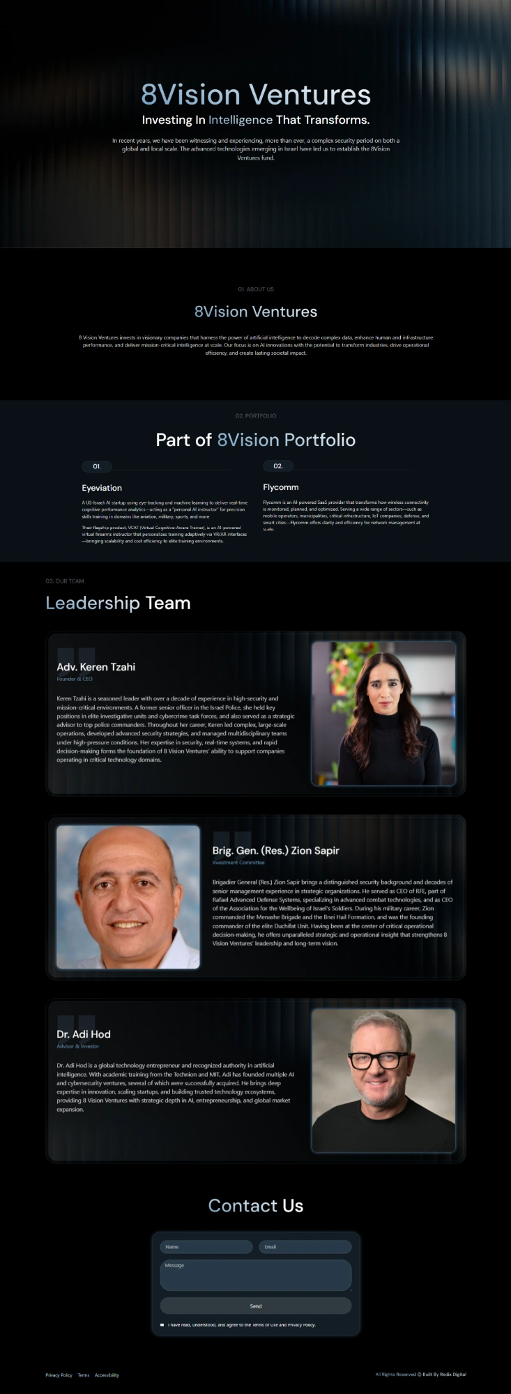 Screenshot of the 8VISION website on a computer